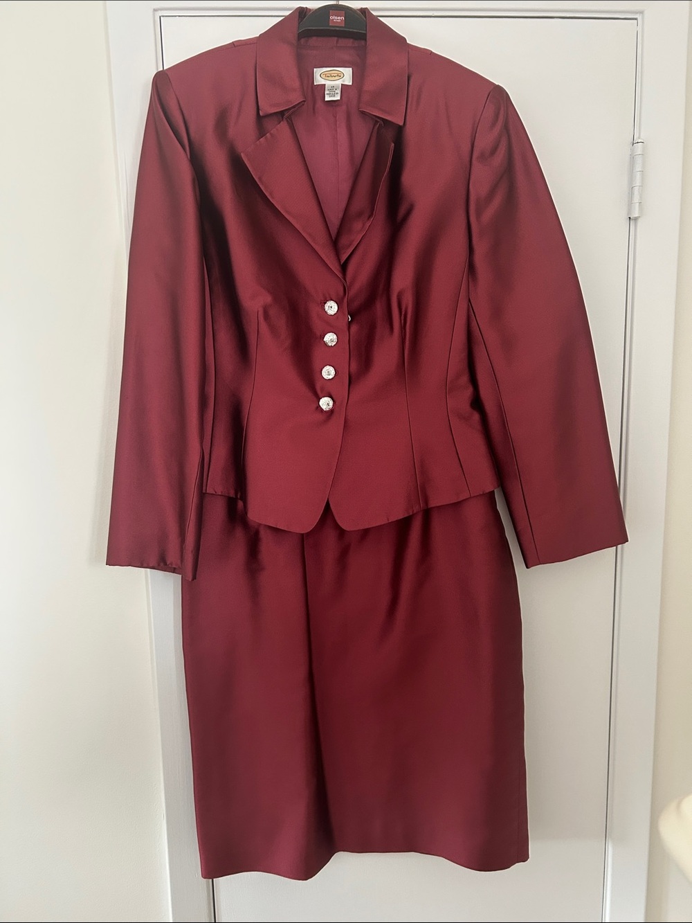 Talbots Satin Rust Red Blazer and Skirt Set